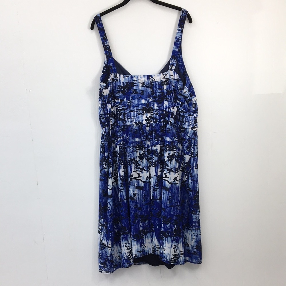 Bethany Strappy Sleeveless Midi Dress Blue and Black Abstract Pattern Size XXL - Picture 5 of 8